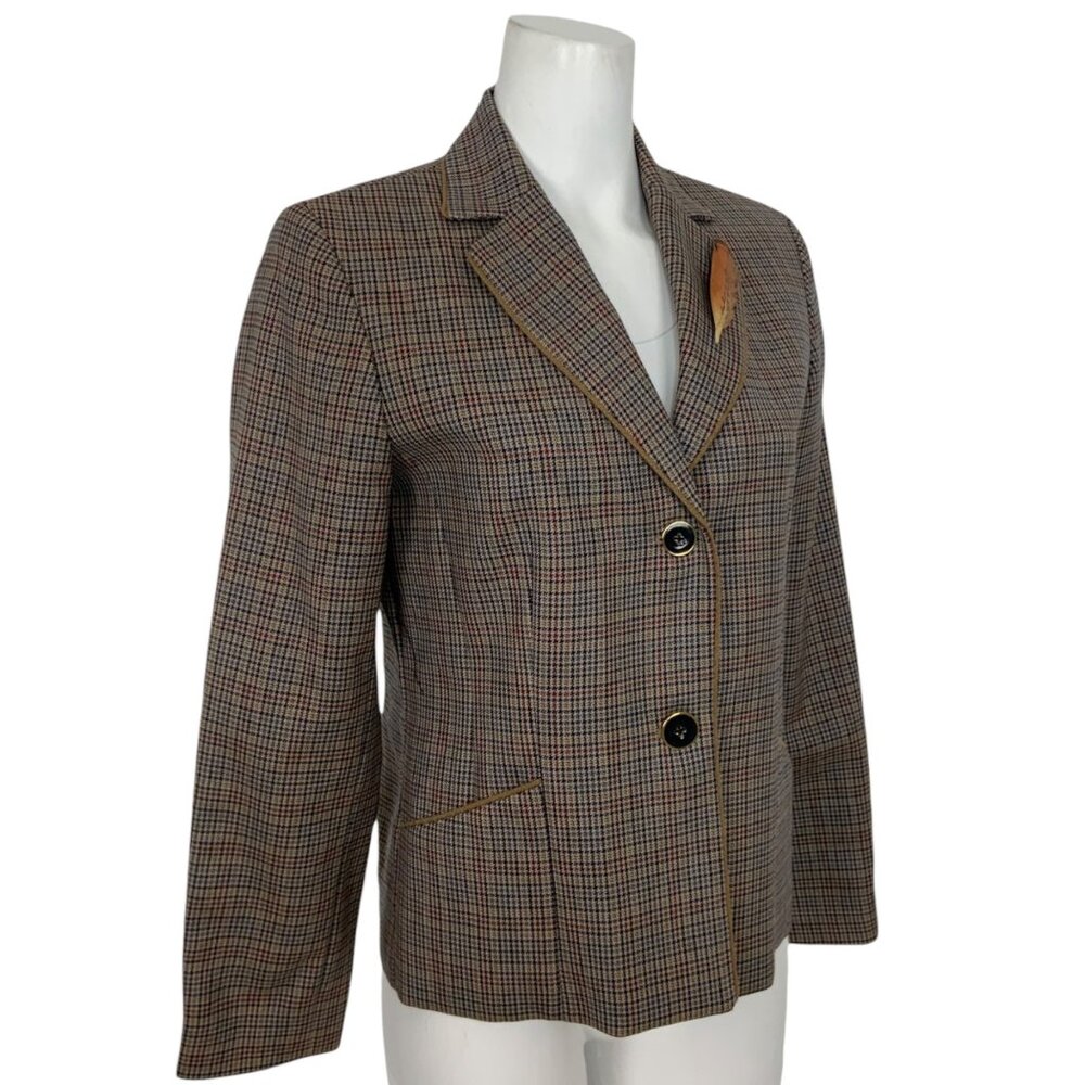 Pendleton Wool Plaid Blazer Jacket 6 Feather Pin … - image 4